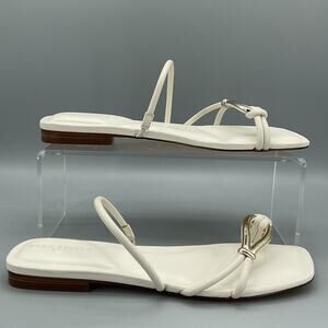 NEW Marc Fisher Women’s Mazza Square Toe Flat Sandals Ivory Size 9M